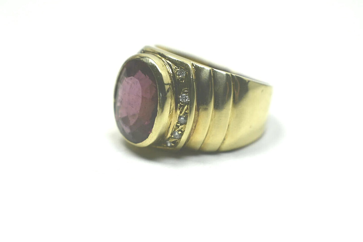 6ct Rubellite Tourmaline VS2 GH Diamond Ring 11g 18K Gold GIA $6550