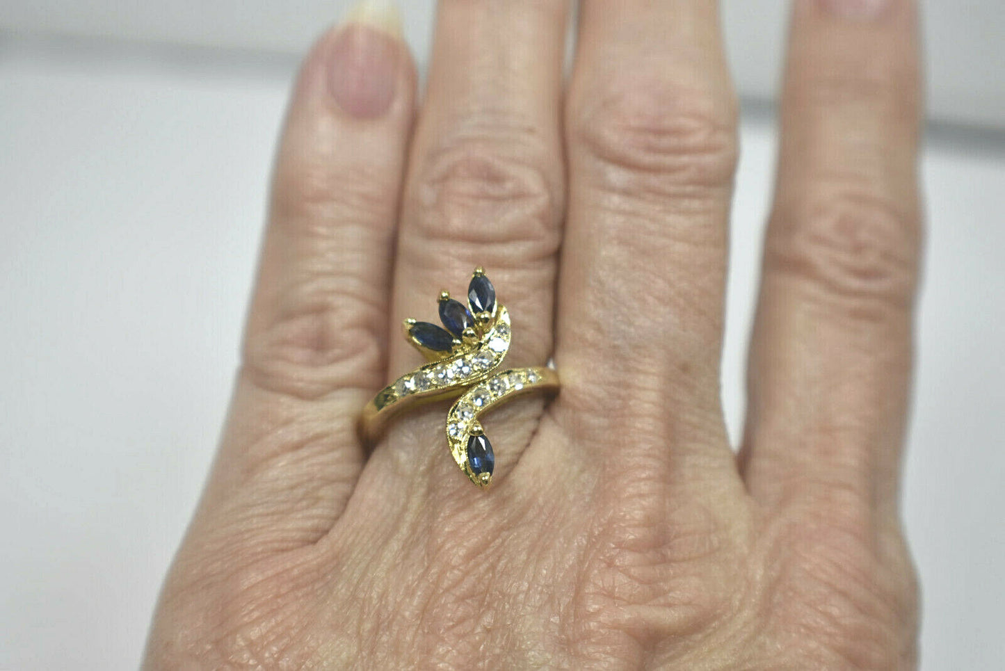 1.02ct Diamond Snake & Flowers of Blue Sapphire Custom Ring