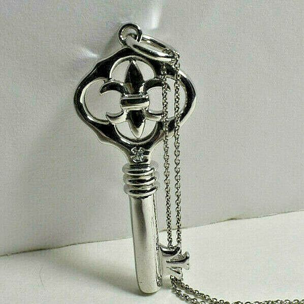 Fleur de Lis Key Pendant + 18" Necklace, Ornate, Beautiful!