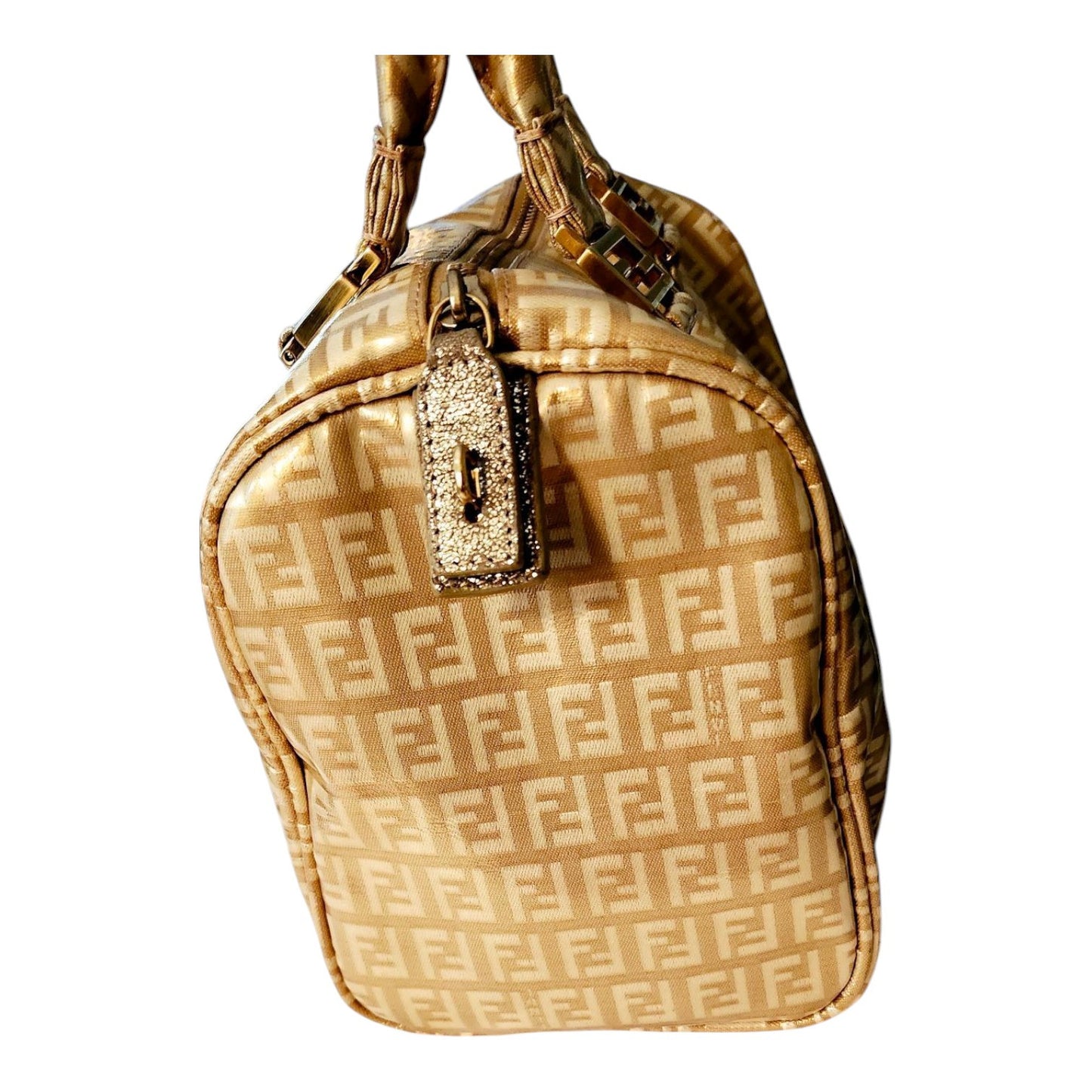 Fendi Gold Icon Logo Boston Bag with Dust Bag Perfect 4 Special Or Anytime Exlnt