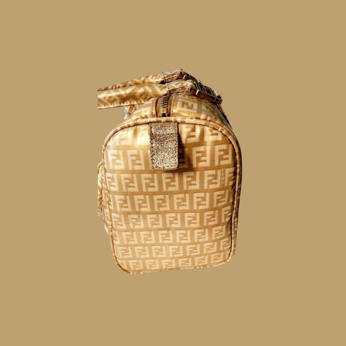 Fendi Gold Icon Logo Boston Bag with Dust Bag Perfect 4 Special Or Anytime Exlnt