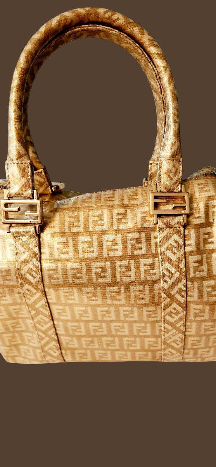 Fendi Gold Icon Logo Boston Bag with Dust Bag Perfect 4 Special Or Anytime Exlnt