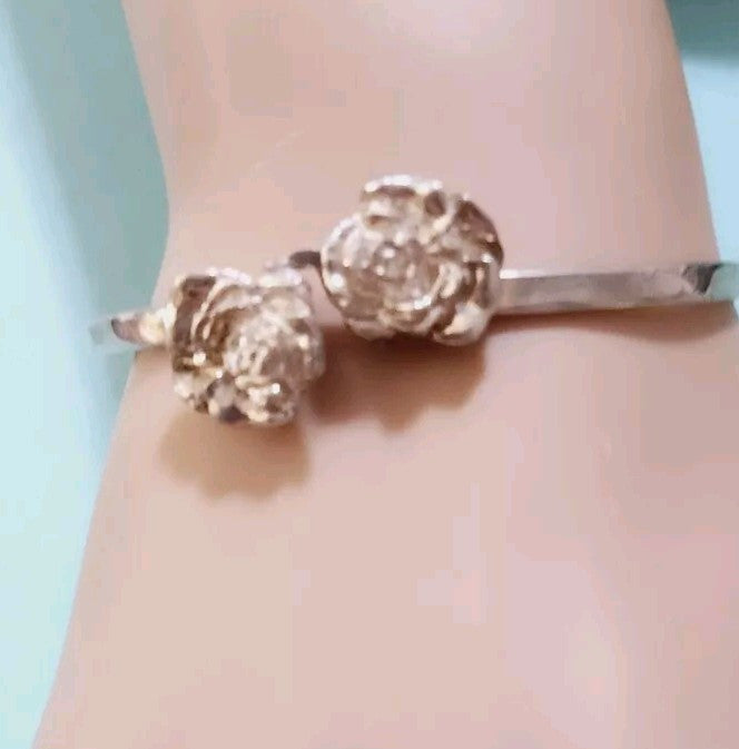 Tiffany & Co Nature Rose Bangle Bracelet Sterling Silver, Vintage, Rare