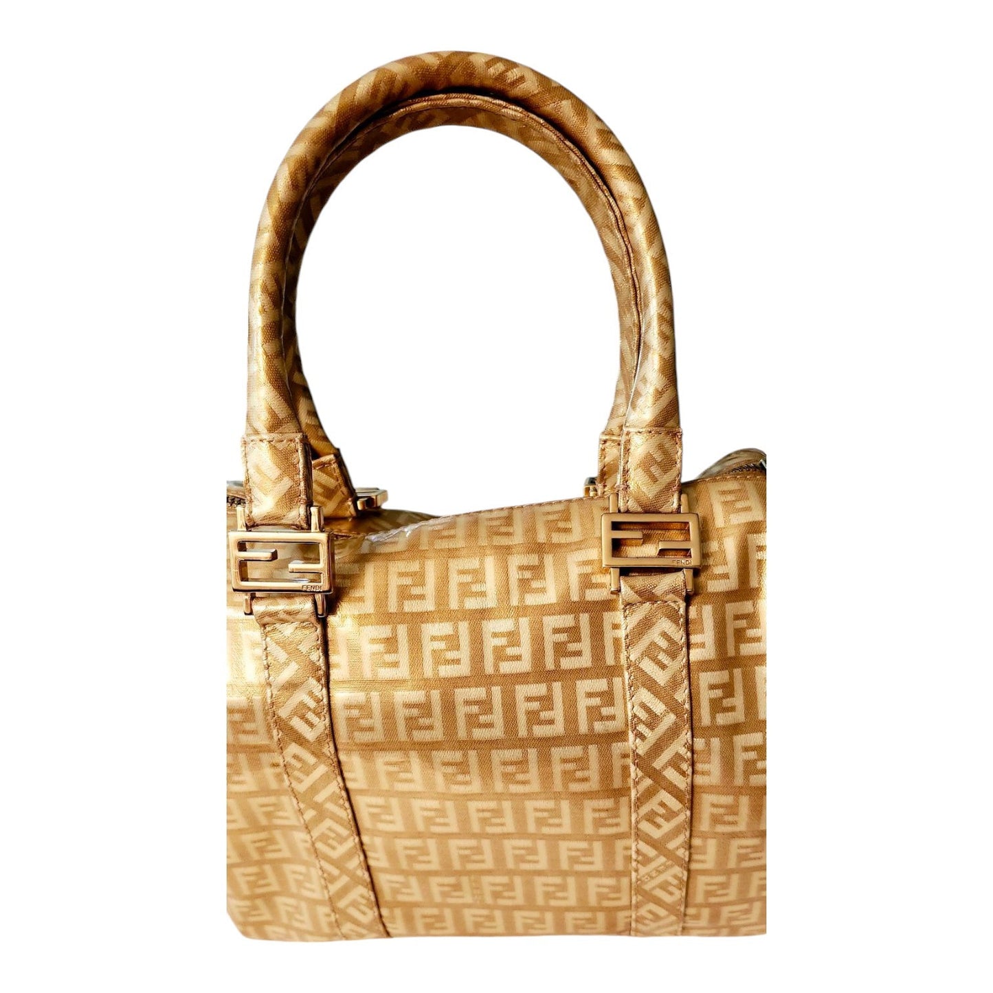 Fendi Gold Icon Logo Boston Bag with Dust Bag Perfect 4 Special Or Anytime Exlnt