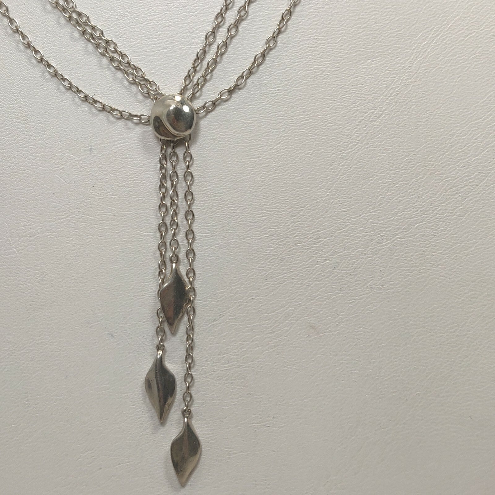 RARE Vintage Tiffany & Co Dangle Leaf Pendant Necklace Sterling Silver 18"
