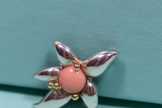 Tiffany & Co Angel Coral Starfish Brooch Pin Rare 18K Gold & Sterling Silver