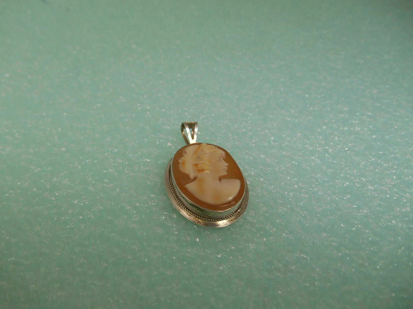 Italian Cameo Hand Carved Shell Sterling Silver Millgrain Pendant 4 Necklace