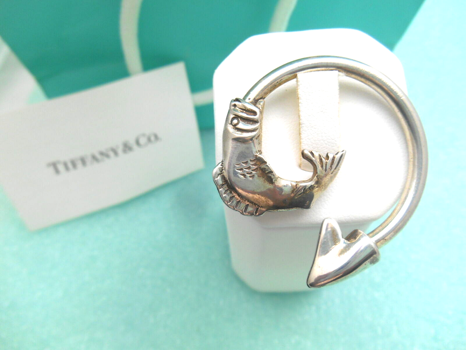 Tiffany & Co. Fish Themed Solid Sterling Silver Key Chain Ring -Very Rare! 