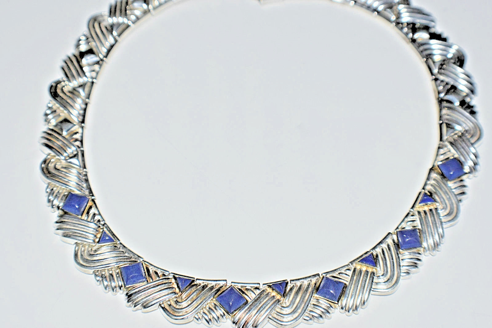 Tiffany &Co Lapis Lazuli Rare Vintage Necklace Gold & Sterling Silver 18"