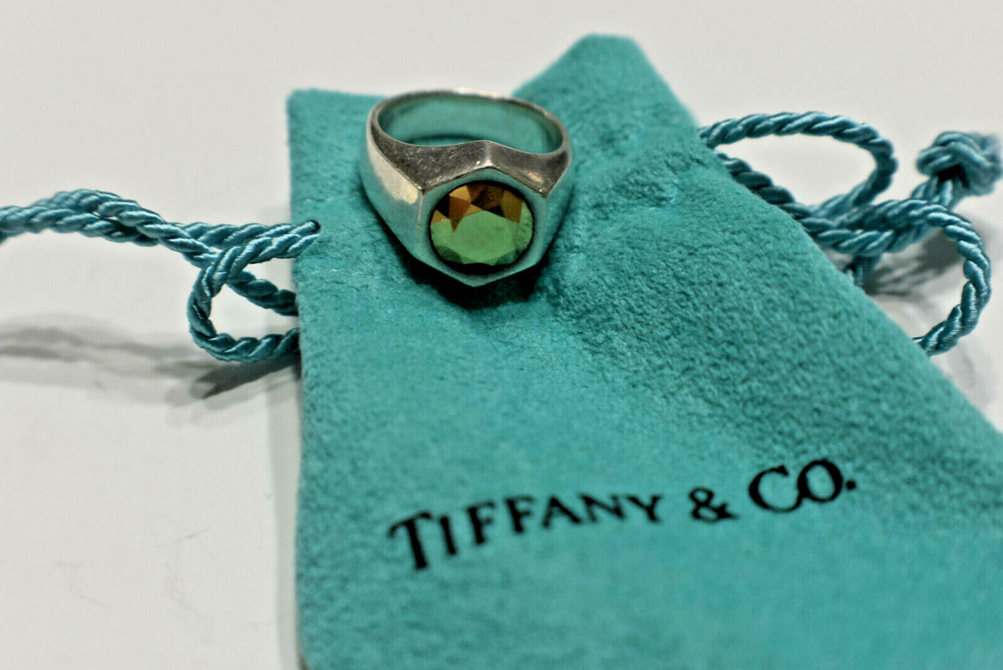 Tiffany & Co Elsa Peretti Esagono Ring 2ct Faceted 18K Gold Center, Silver $1250