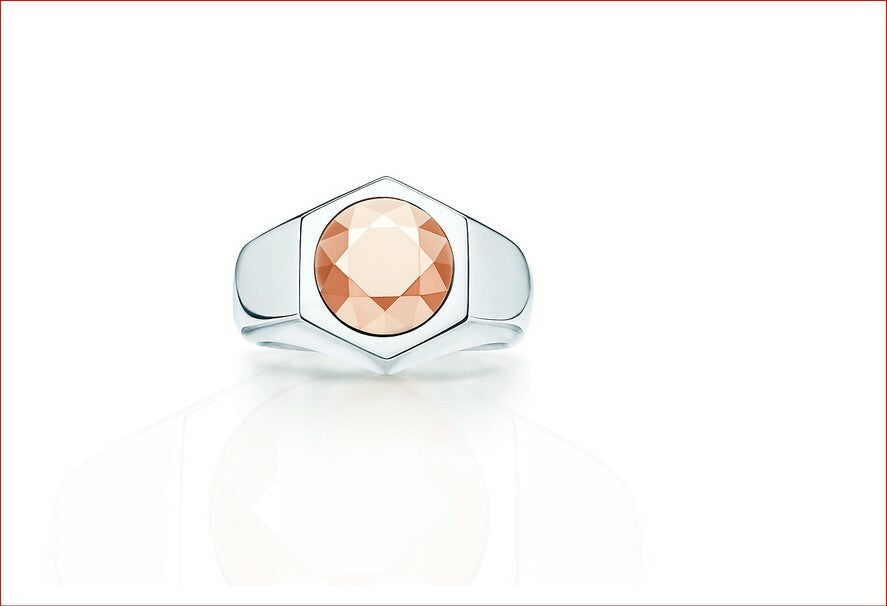 Tiffany & Co Elsa Peretti Esagono Ring 2ct Faceted 18K Gold Center, Silver $1250