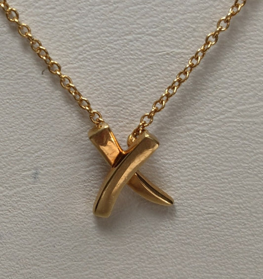 Tiffany & Co Paloma Picasso 18K Gold Mini Graffiti X Necklace - Stacks Well