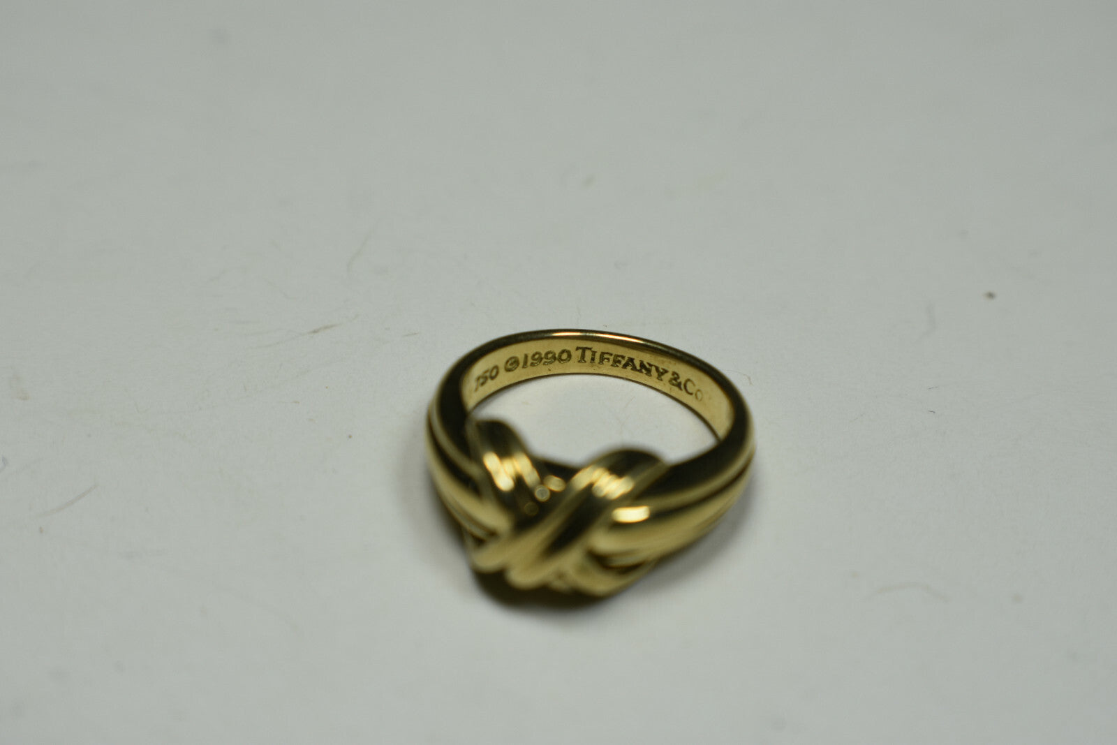 Tiffany & Co Signature X Kiss 18K Gold Band Ring, Sizable 5