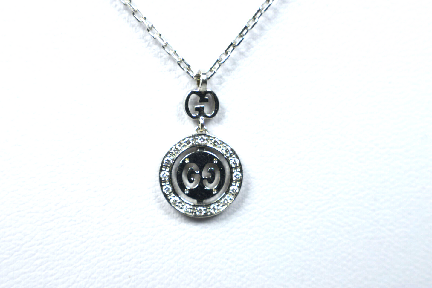 Gucci Gold Diamond Double G Necklace Twirl Icon Logo Pendant Necklace
