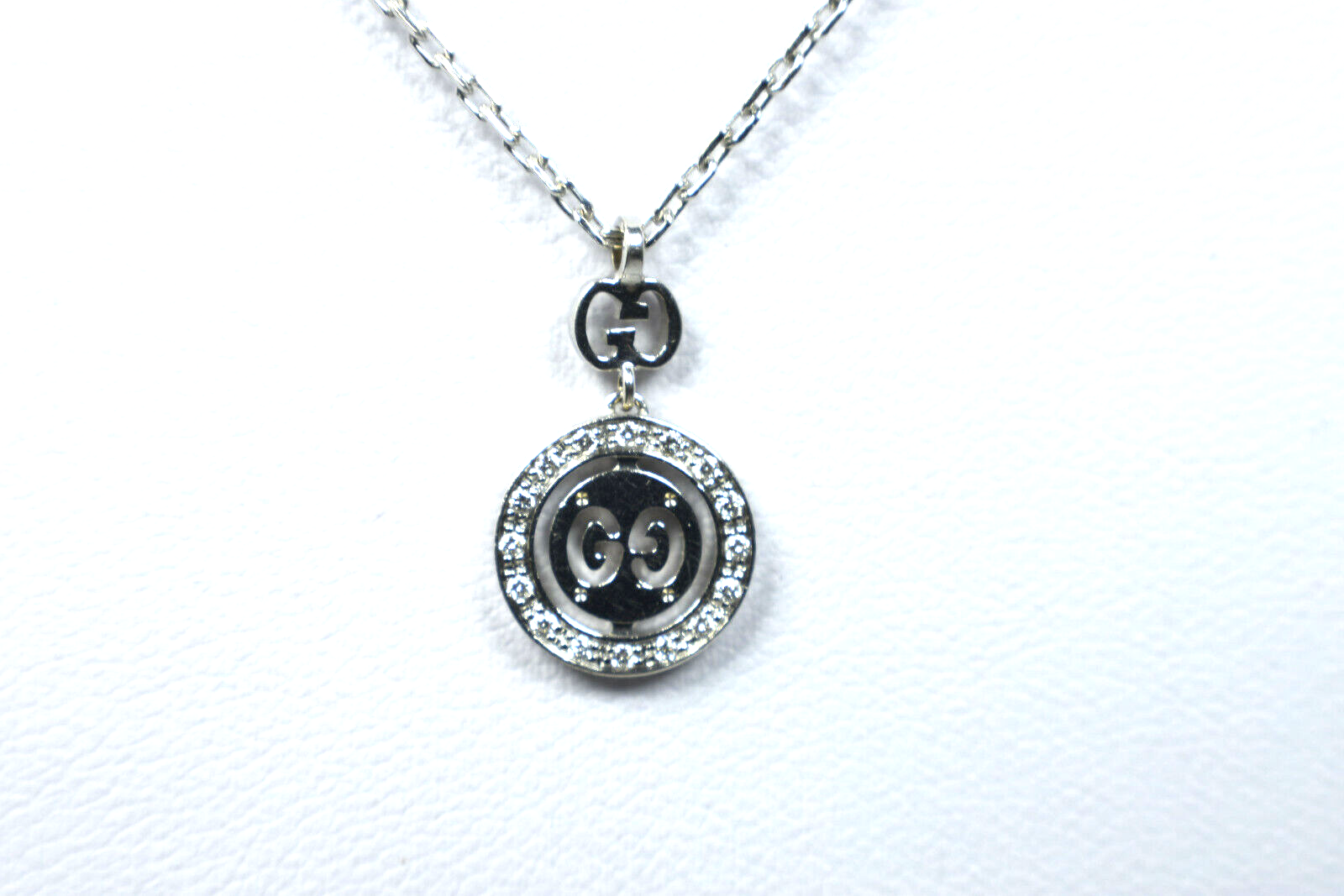 Gucci Gold Diamond Double G Necklace Twirl Icon Logo Pendant Necklace