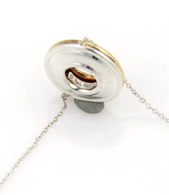 Tiffany &Co Picasso Magic 18K Gold Sterling Silver Reversible Disk Necklace RARE