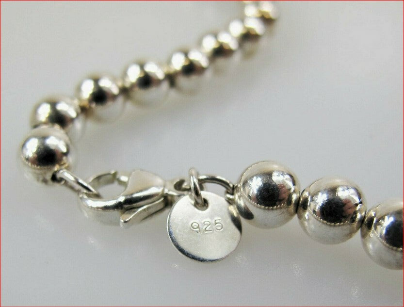 Tiffany & Co 7.5" HardWear 10mm Ball Bead Sterling Silver Bracelet & Pouch