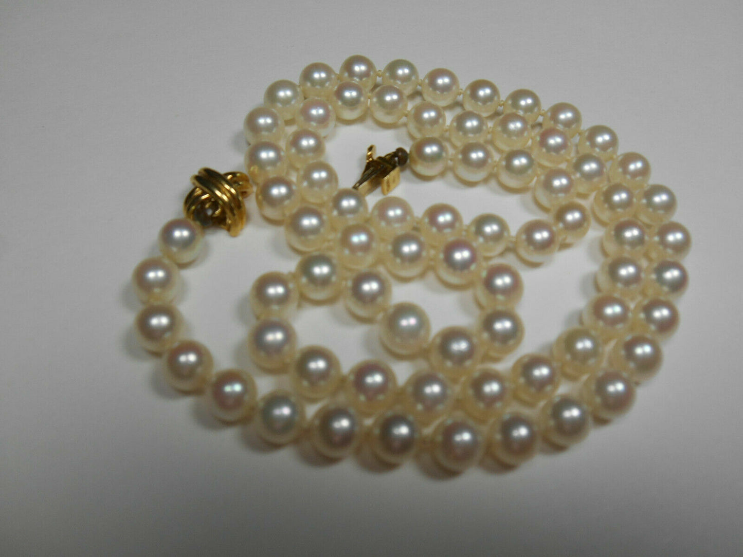 Tiffany & Co 18K Gold 5.5-6mm White Akoya Pearl Signature X 18" Necklace