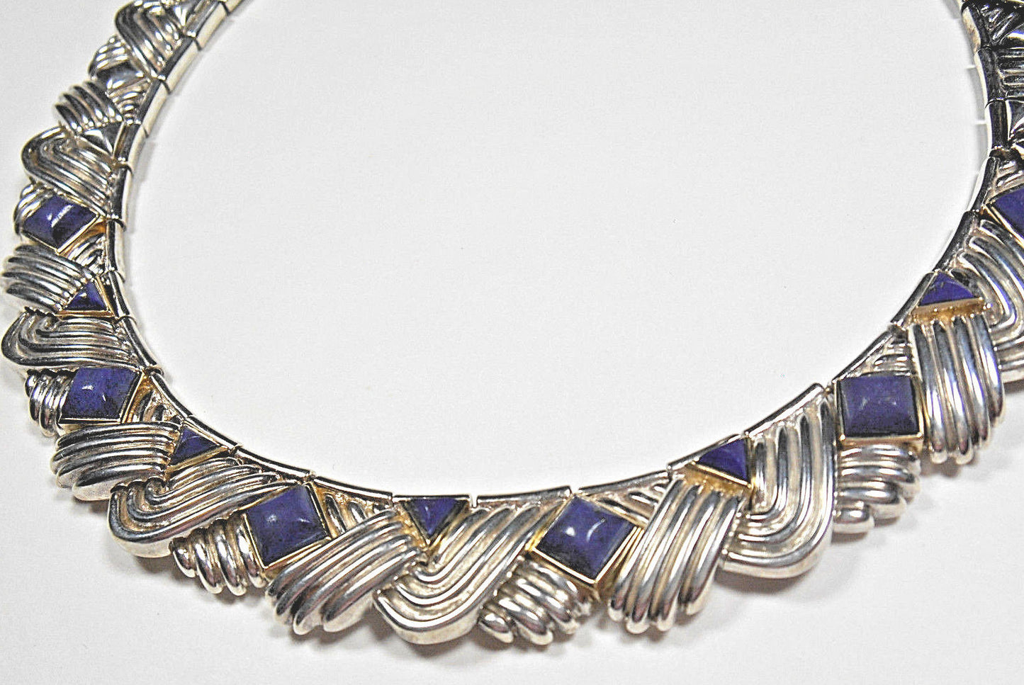 Tiffany &Co Lapis Lazuli Rare Vintage Necklace Gold & Sterling Silver 18"