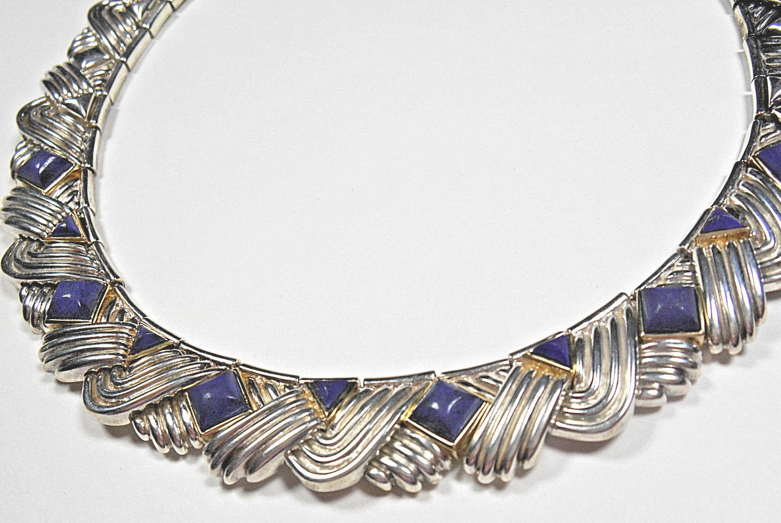 Tiffany &Co Lapis Lazuli Rare Vintage Necklace Gold & Sterling Silver 18"