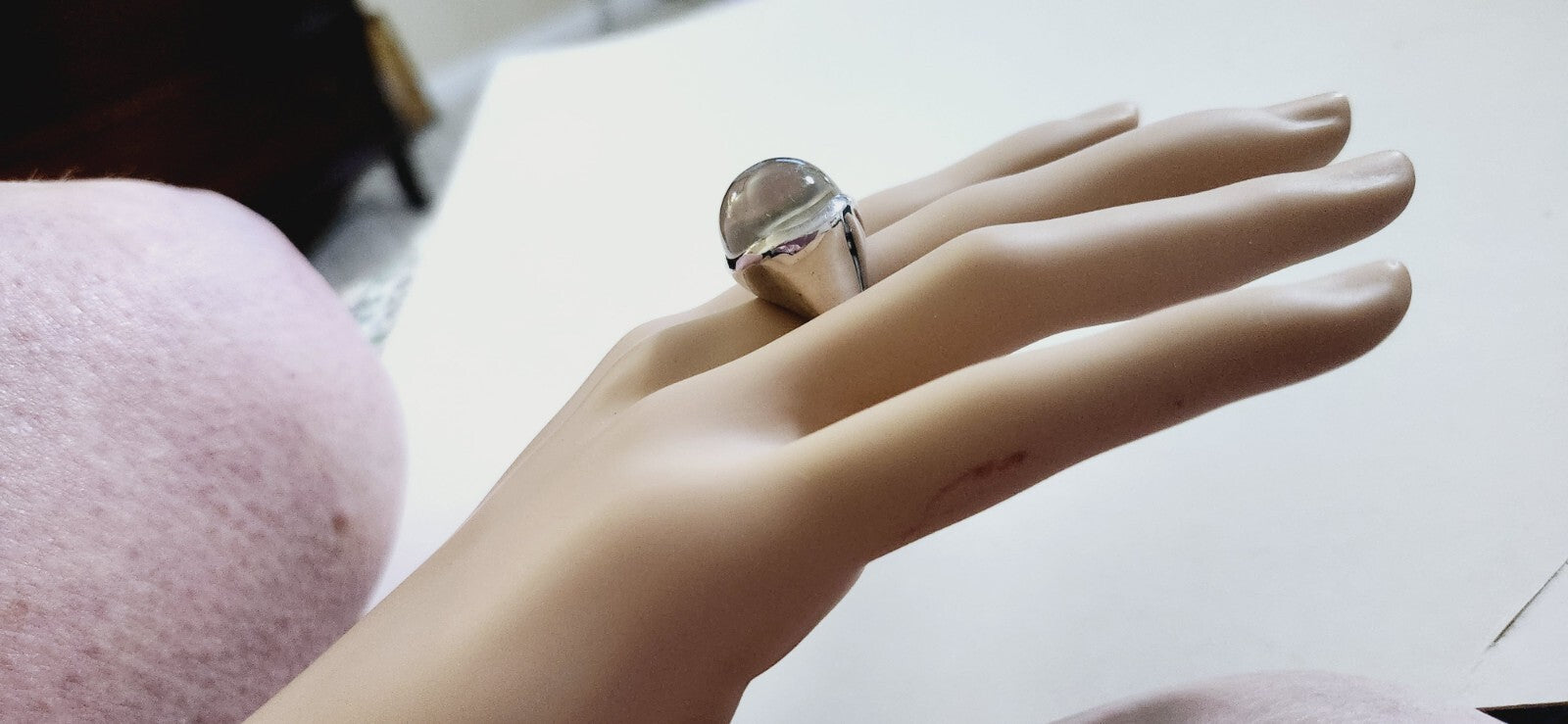 Tiffany & Co Elsa Peretti Large Domed Rock Crystal Ring Sz 6 , Very Rare!