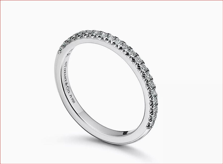 New Tiffany & Co. Soleste Platinum PT950 1/2 Eternity Band Diamond Ring Sz 8.25