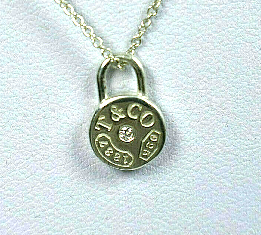 Tiffany & Co. 1837 Round Diamond Padlock Charm Pendant Necklace 16" ($875)