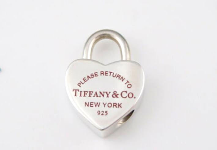 Return to Tiffany Red Enamel Heart Padlock Lock Charm Pendant 4 Necklace / Brace