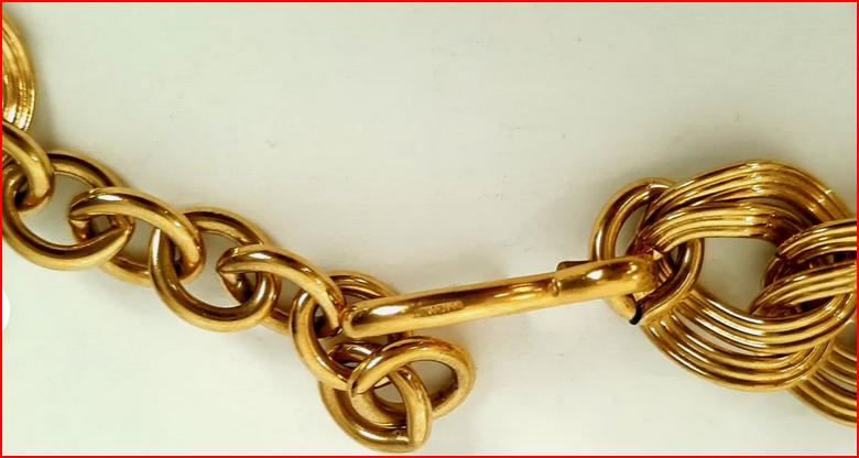 Monet Chunky Adjust. Double Ribbed Link Chain Necklace Gold Tone Vintage