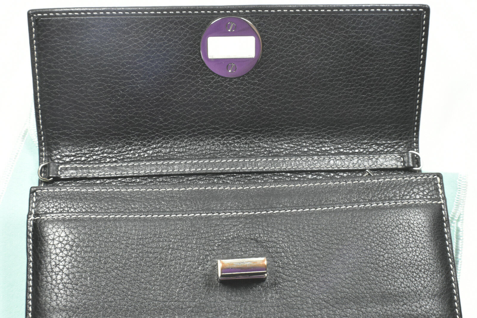 Tiffany & Co Wallet Continental Black & Blue Leather Manhattan Collection VGC