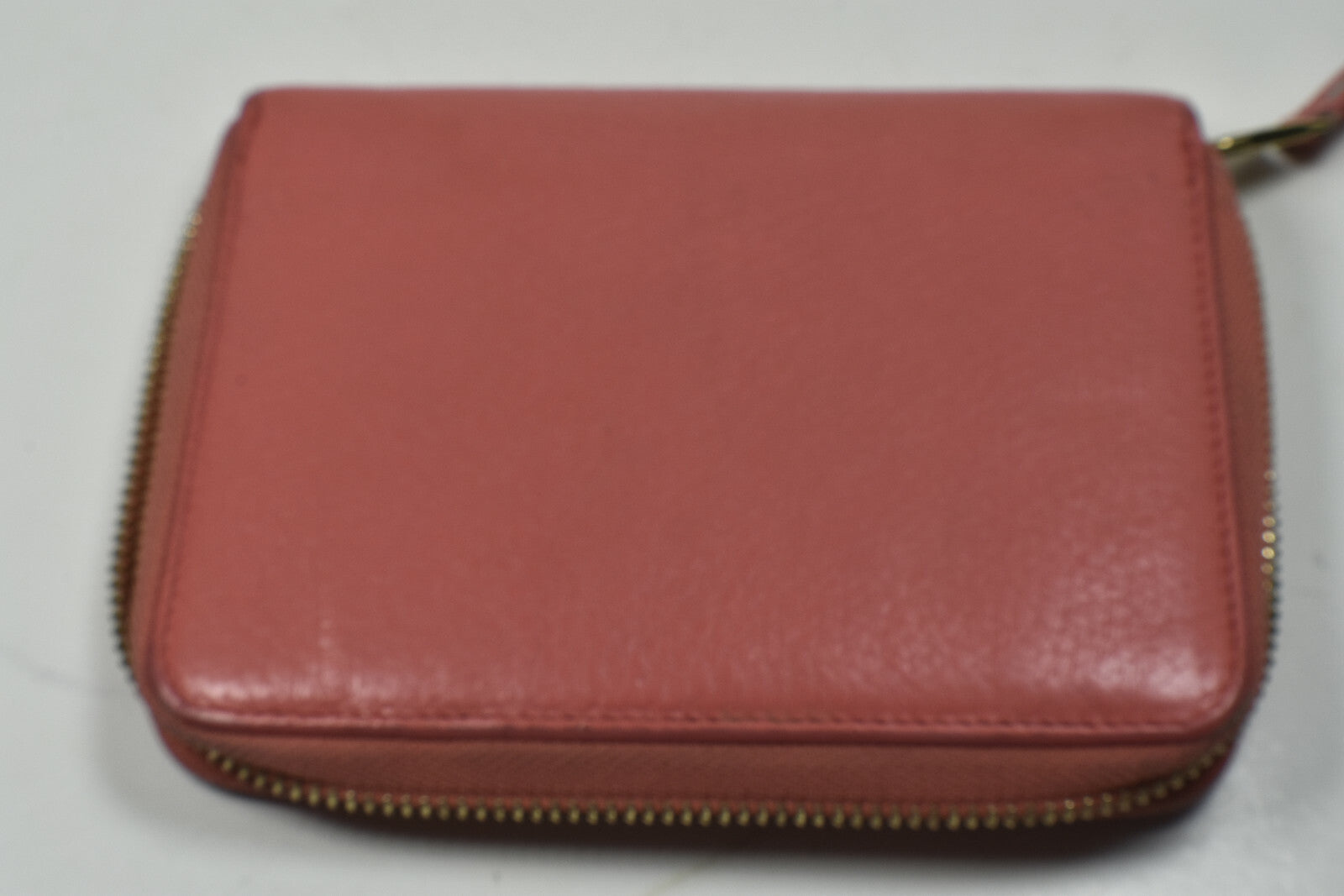 Tiffany & Co Orange Grain Leather Zip Around Wallet w/ Box & Ribbon Etc VGC