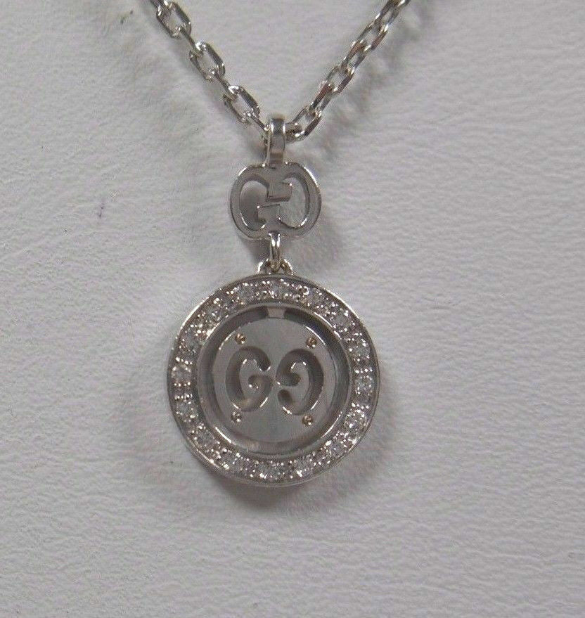 Gucci Double GG Love Britt 18K Gold Diamond Icon Logo Pendant Necklace Pouch Box