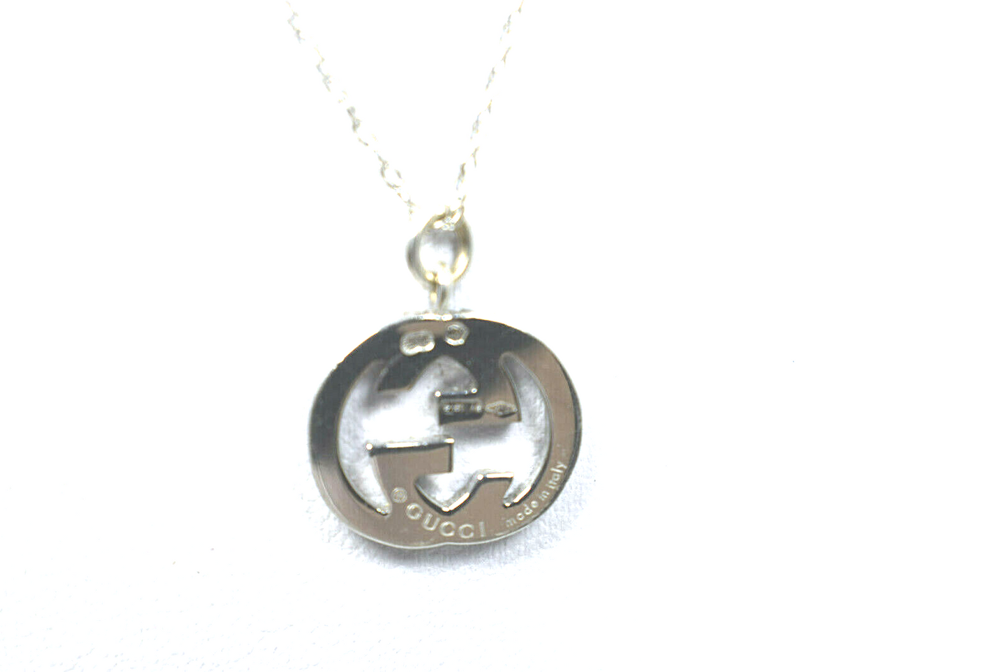 Gucci 18K White Gold Diamond Love Britt Double G Icon Pendant For Necklace