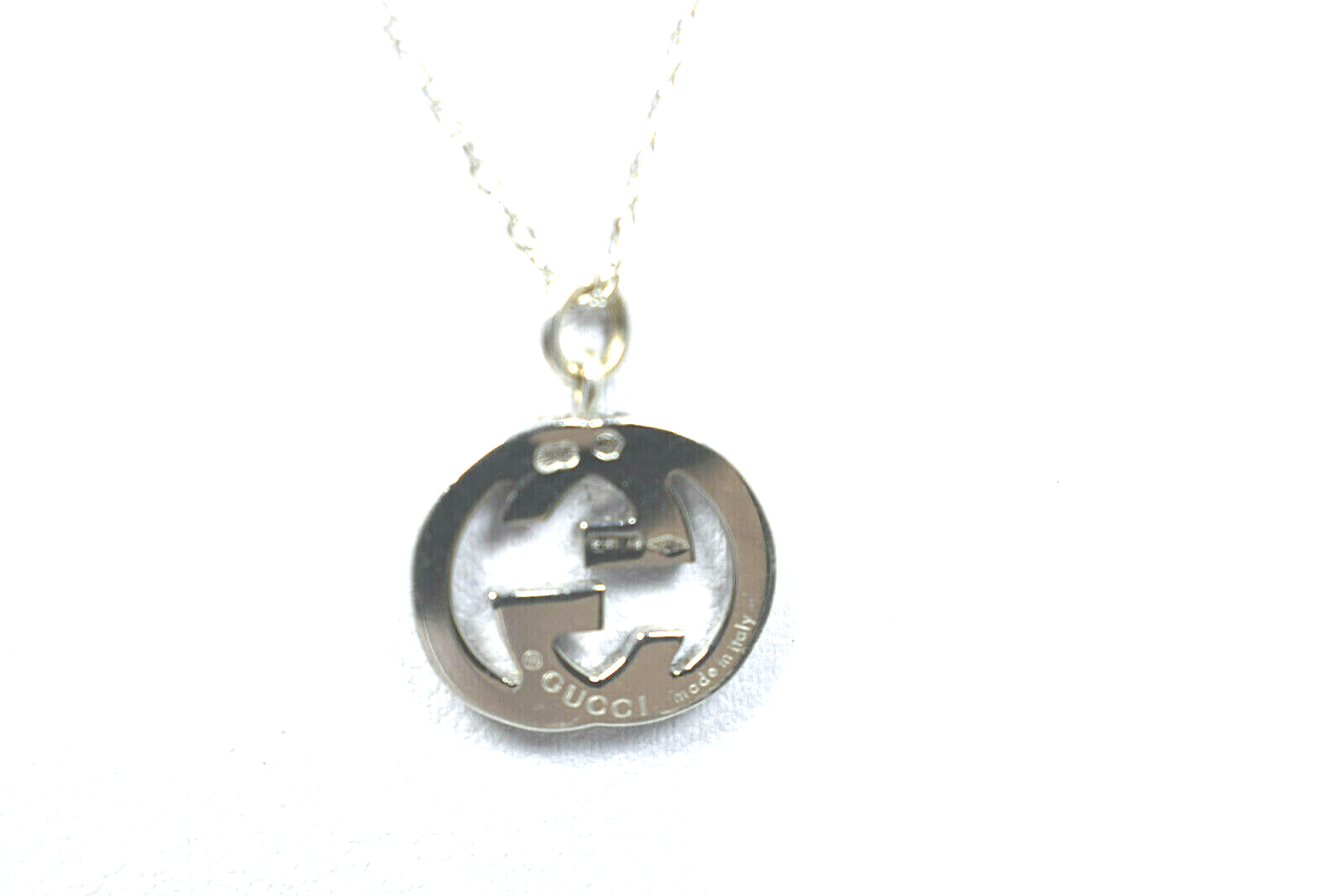 Gucci 18K White Gold Diamond Love Britt Double G Icon Pendant For Necklace