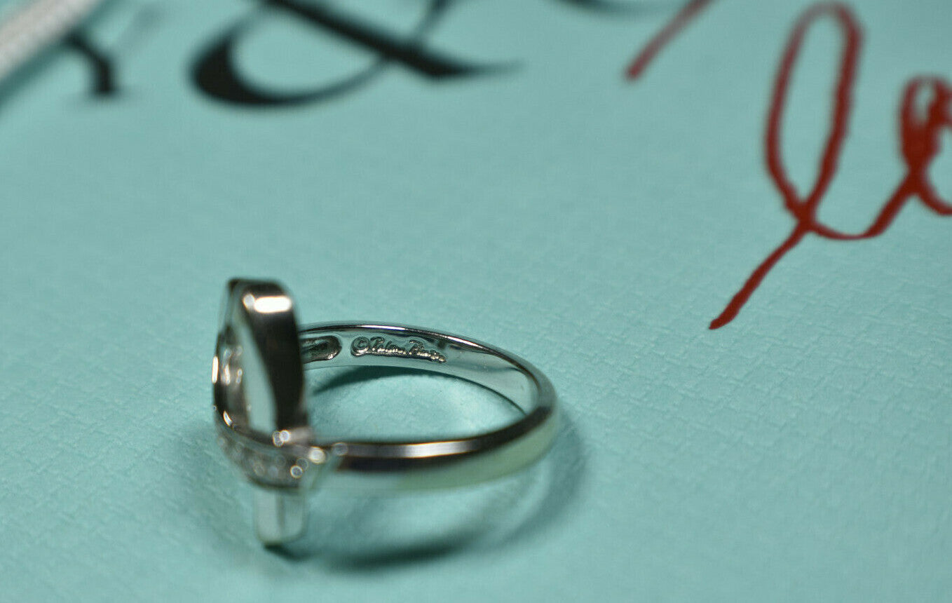 Tiffany &Co Picasso 18kt White Gold Solid Diamond Loving Heart Ring Sizable, Box