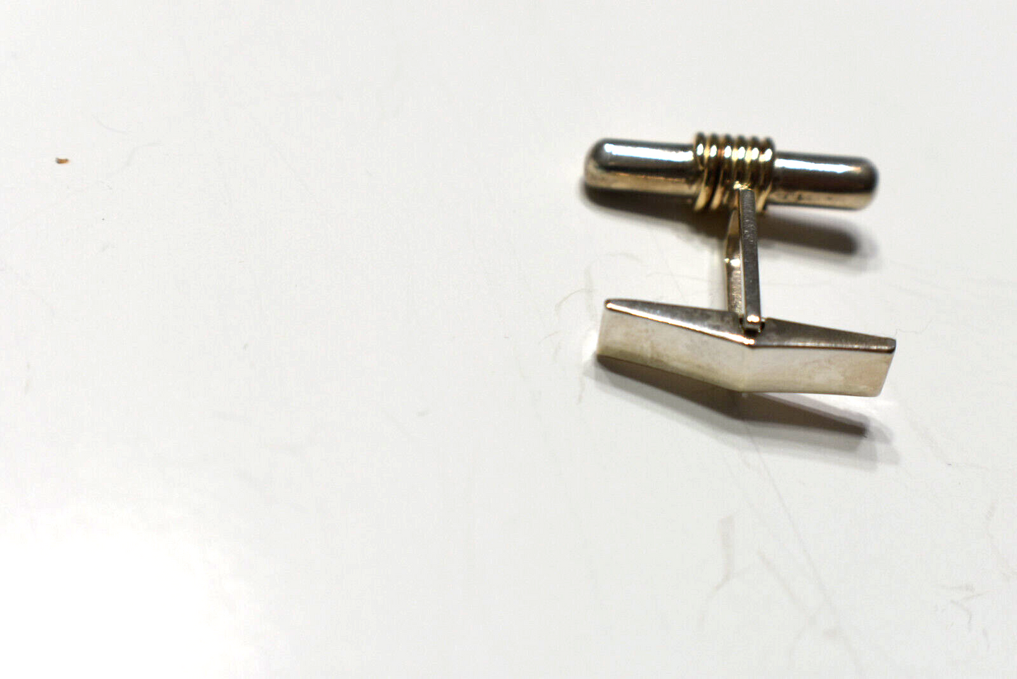 Tiffany & Co Silver & Gold Bar Cuff Links & Pouch Vintage Cufflinks