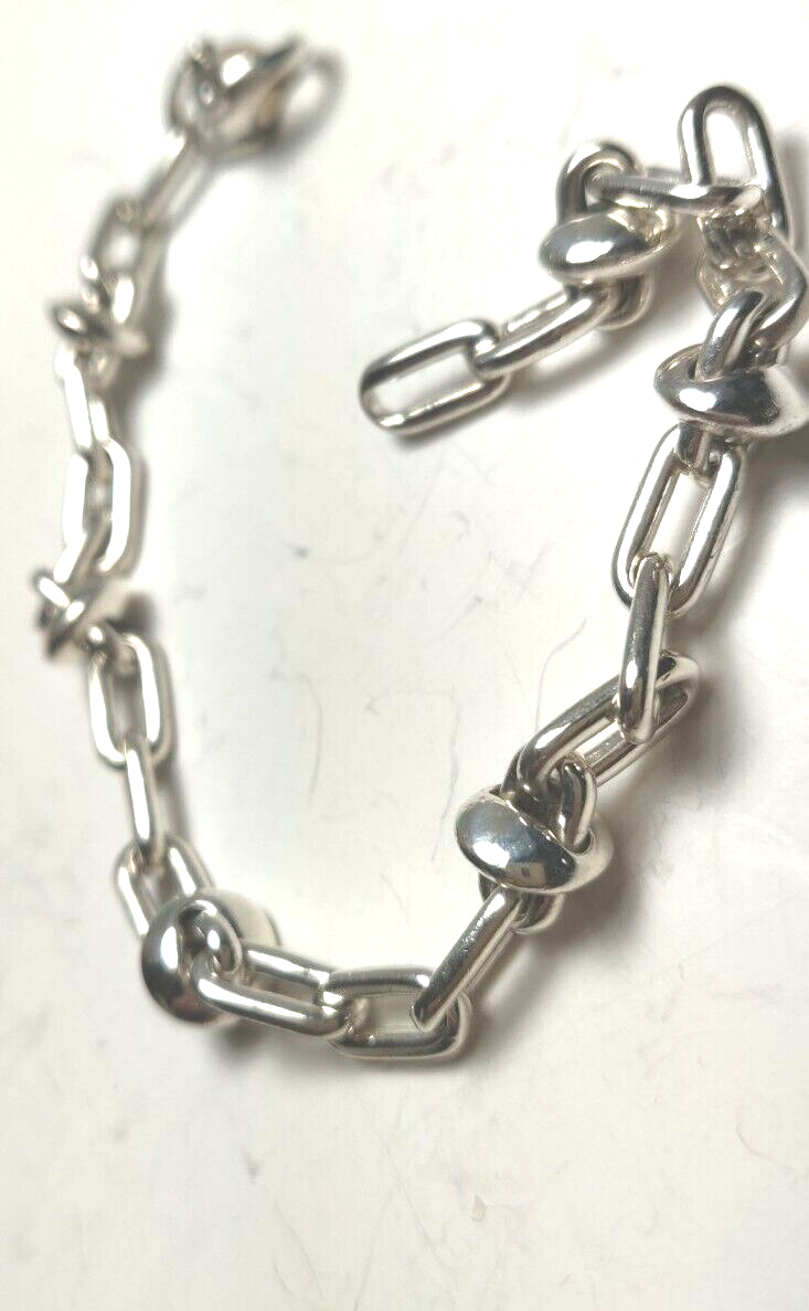 Tiffany & Co RARE Vintage Rectangle Link & Bead Bracelet Sterling Silver