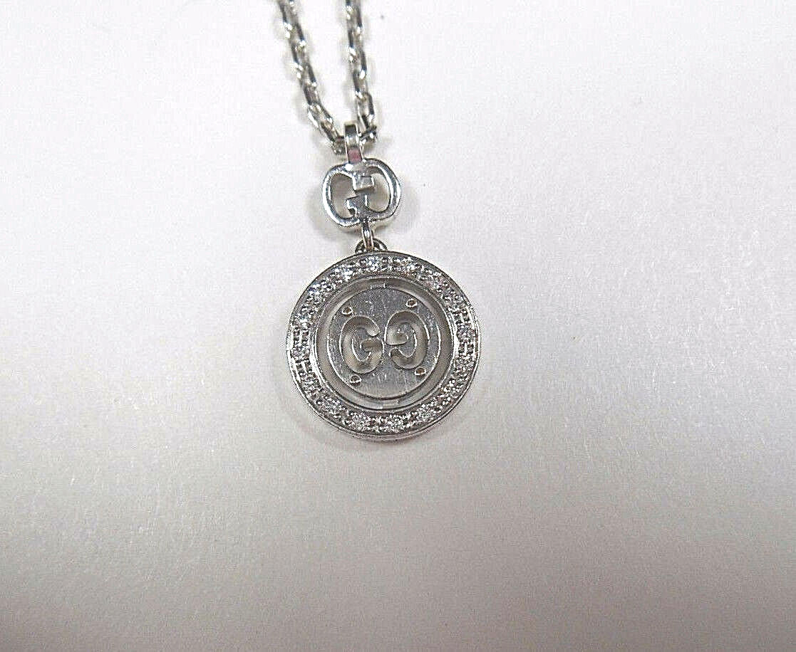 Gucci Gold Diamond Double G Necklace Twirl Icon Logo Pendant Necklace