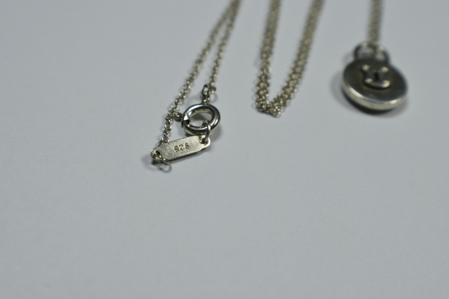 Vintage Tiffany &Co Round Silver Emblem Padlock Lock & Chain Necklace 16"
