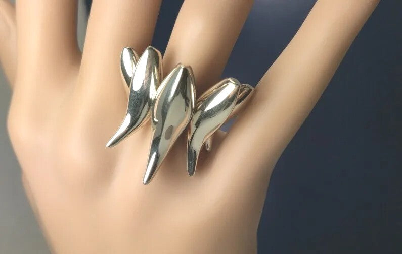 Rare Tiffany & Co Frank GEHRY Five Fish Sterling Silver Size 6.5 Pouch Authentic