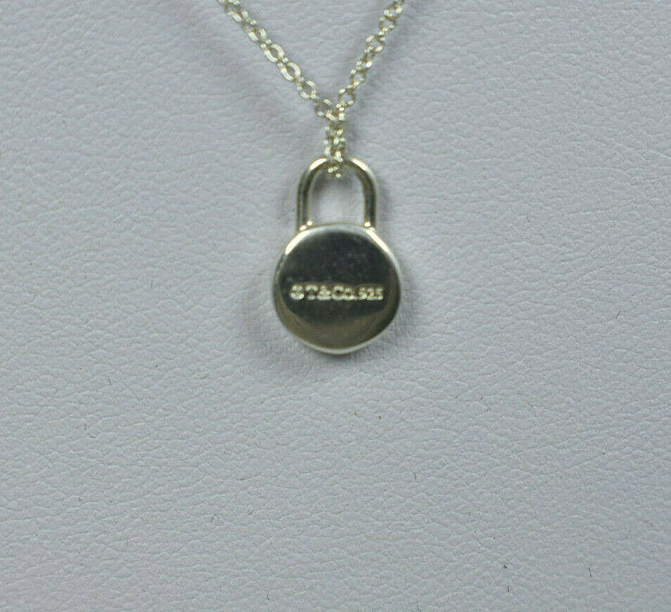 Tiffany & Co. 1837 Diamond Round Padlock Necklace Charm Pendant Sterling ($875) 