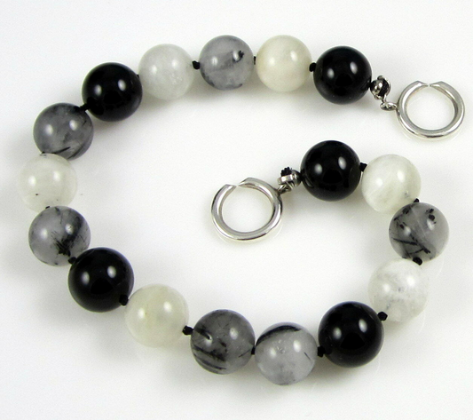 Tiffany & Co Paloma Picasso Rare Moonstone Quartz Onyx Bead Bracelet & Pouch