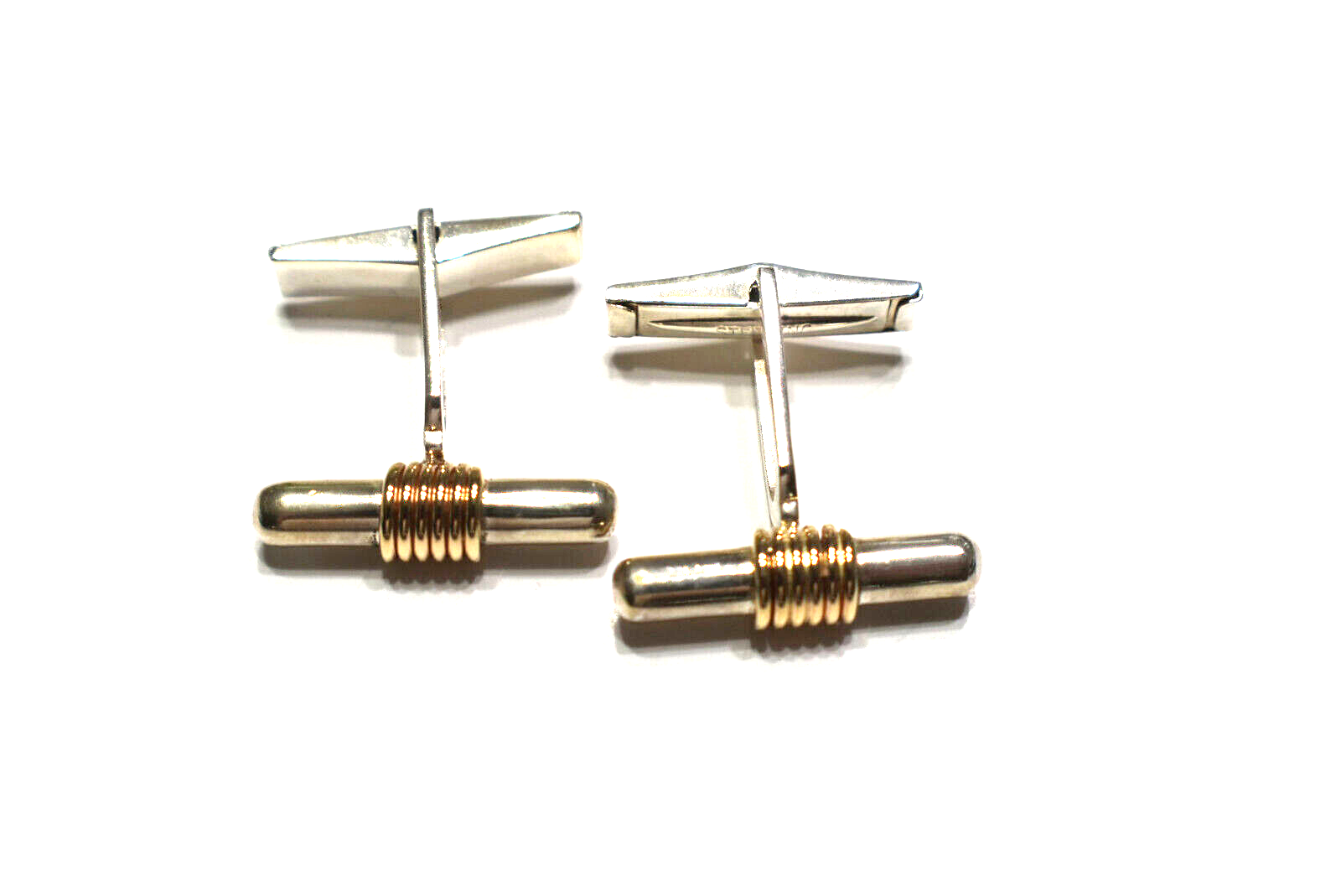 Tiffany & Co Silver & Gold Bar Cuff Links & Pouch Vintage Cufflinks