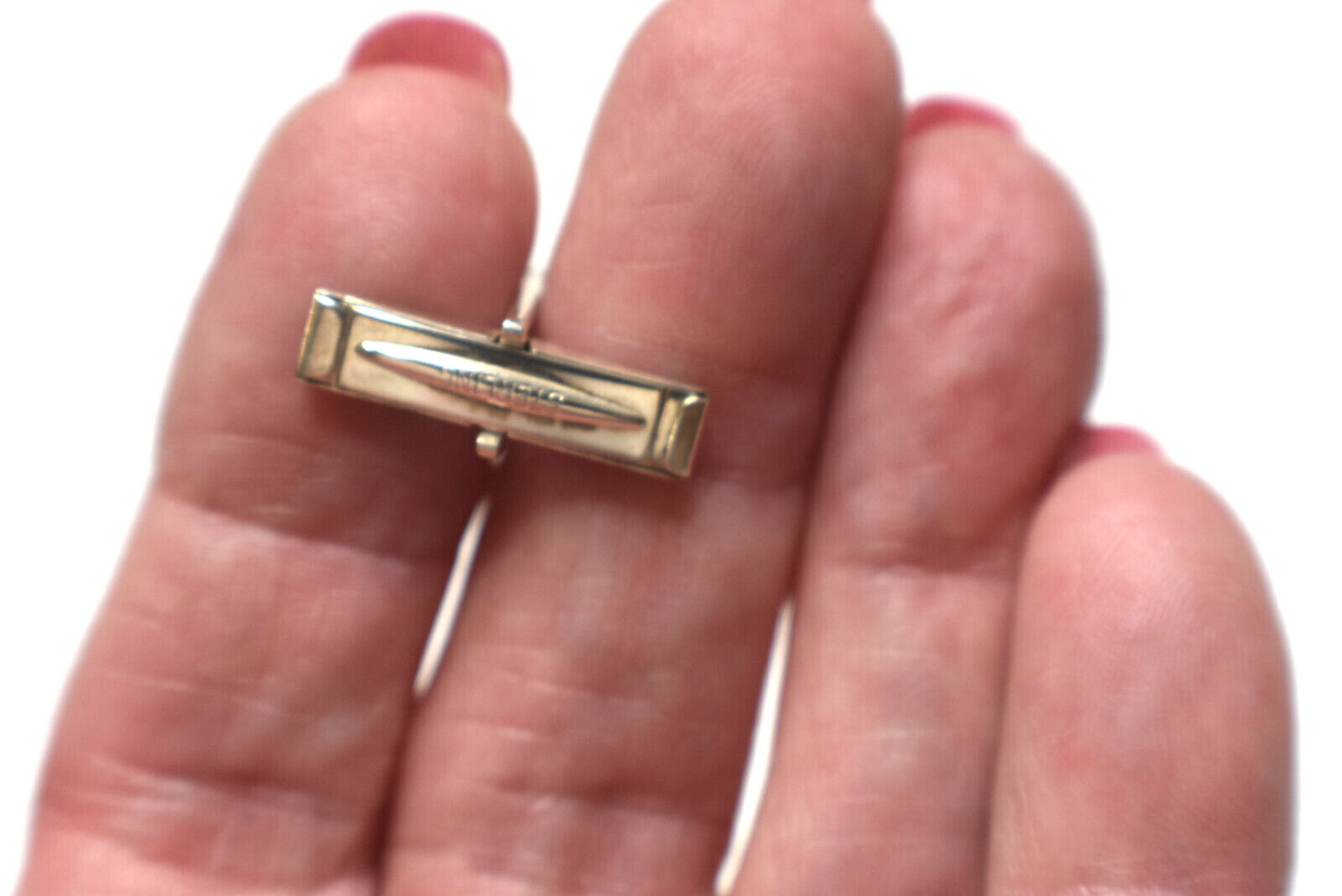 Tiffany & Co Silver & Gold Bar Cuff Links & Pouch Vintage Cufflinks