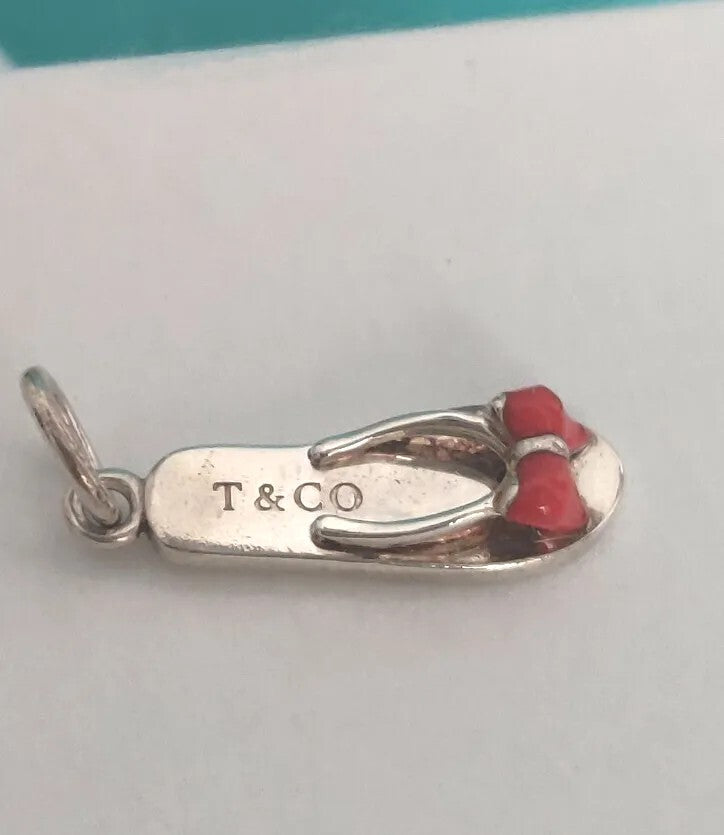 Tiffany &Co Enamel Beach Sandal Flip Flop Shoe Charm Pendant 4 Necklace Bracelet