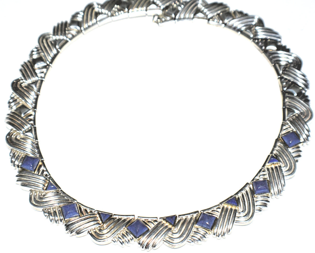 Tiffany &Co Lapis Lazuli Rare Vintage Necklace Gold & Sterling Silver 18"
