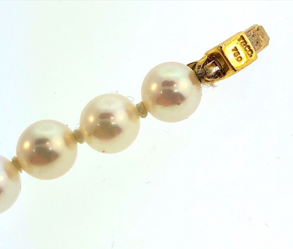 Tiffany & Co 18K Gold Akoya Pearl Signature X 18" Strand Necklace w/ Suede Case