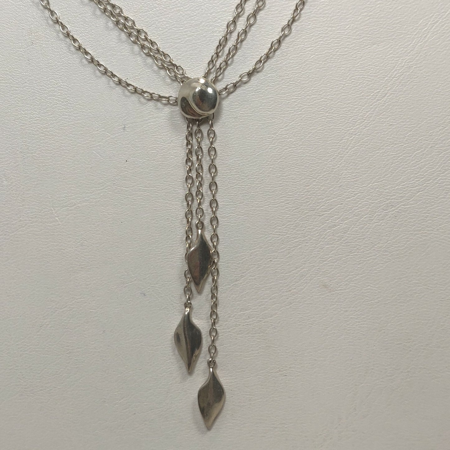 RARE Vintage Tiffany & Co Dangle Leaf Pendant Necklace Sterling Silver 18"
