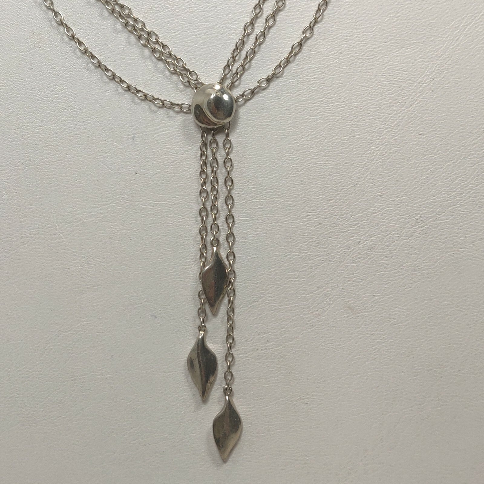 RARE Vintage Tiffany & Co Dangle Leaf Pendant Necklace Sterling Silver 18"