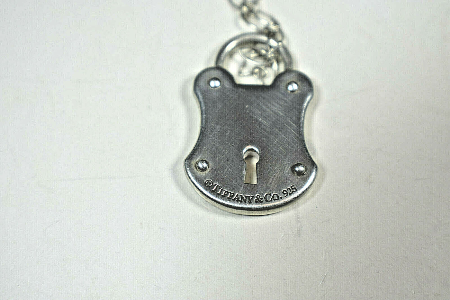 Tiffany &Co DIAMOND Arc Lock Padlock Pendant Fancy Oval Link Necklace RARE
